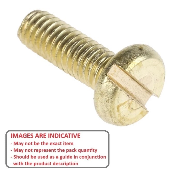 Screw    M5 x 12 mm  -  Brass - Pan Head Slotted - MBA  (Pack of 100)