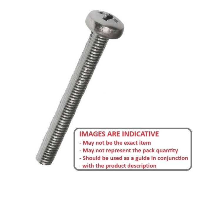 Screw    M2.5 x 30 mm  -  304 Stainless - Pan Head Philips - MBA  (Pack of 5)