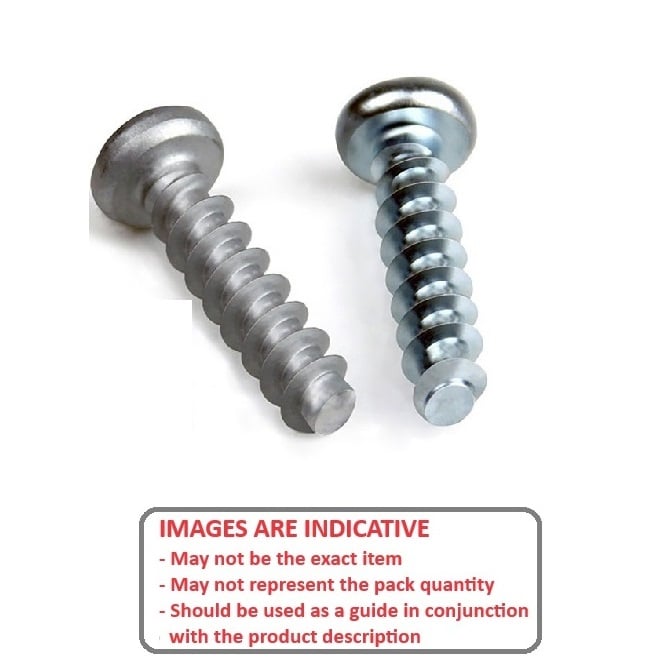 Self Tapping Screw    4.76 x 12.7 mm  -  Zinc Plated Steel - Pan Head For Hard and Soft Plastics - MBA  (Pack of 10)