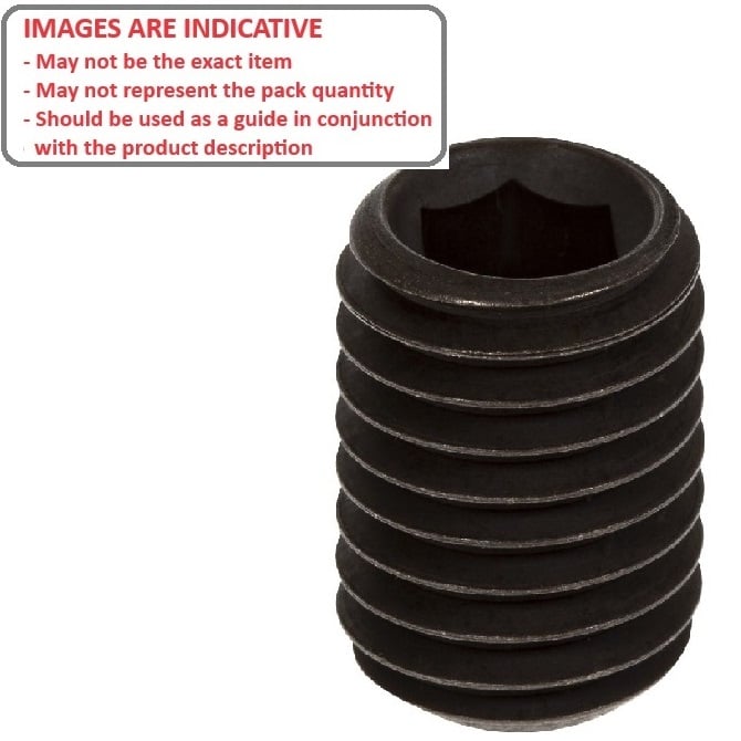 Socket Set Grub Screw    M4 x 4 mm Hardened Carbon Steel - Flat Tip - Fixed - DIN913 - DIN913 - MBA  (Pack of 5)