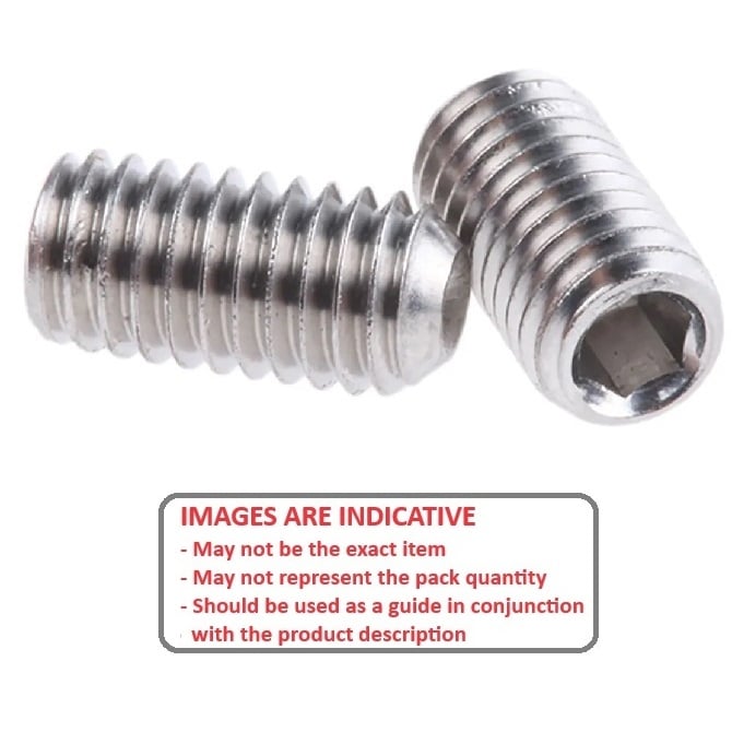 Socket Set Grub Screw    M6 x 6 mm 316 Stainless Steel (A4) - Cup Point DIN916 - MBA  (Pack of 20)