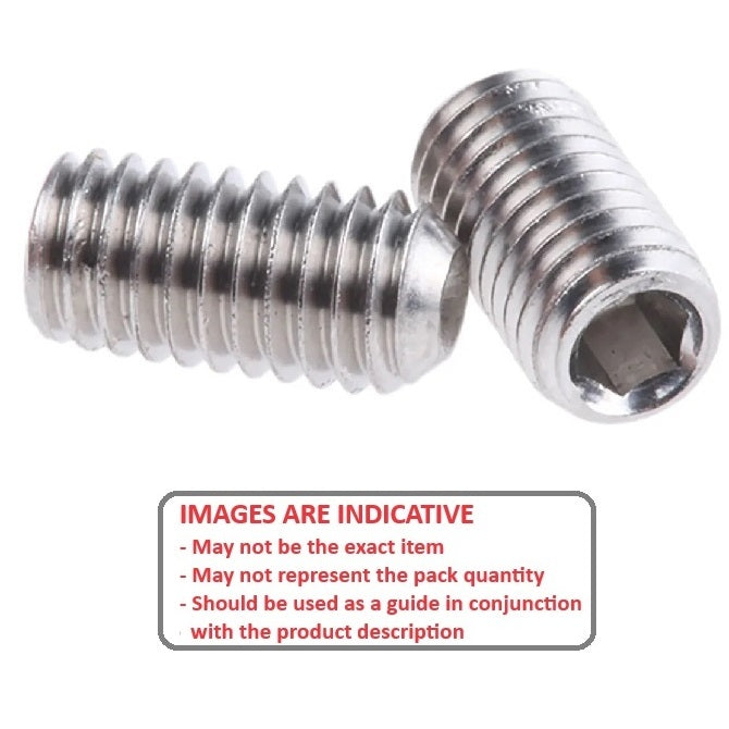 Socket Set Grub Screw    M10 x 20 mm 304 Stainless Steel (A2, 18-8) - Cup Point DIN916 - MBA  (Pack of 50)