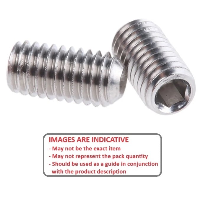 Socket Set Grub Screw    M10 x 25 mm 316 Stainless Steel (A4) - Cup Point DIN916 - MBA  (Pack of 50)