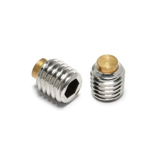 Socket Set Grub Screw M6 x 8 mm Soft Tip Stainless 303 Stainless Steel (18-8) - Brass Tip - MBA  (Pack of 1)