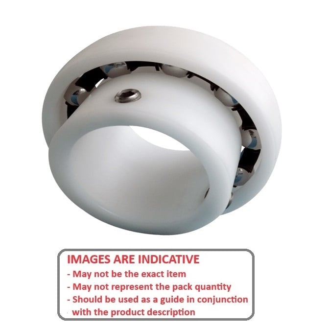 Plastic Bearing   25.4 x 52 x 34 mm  - Insert for Plastic Housings Acetal with 316 Stainless Balls - Spherical OD - MBA  (Pack of 1)