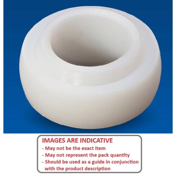 Plastic Bearing   25.4 x 52 x 18 Solid mm  - Insert for Plastic Housings Acetal Solid - Spherical OD - MBA  (Pack of 5)
