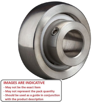 316 Stainless Steel Bearing   22.225 x 52 x 34 mm  - Insert for Plastic Housings Stainless 316 Grade - Spherical OD - MBA  (Pack of 1)