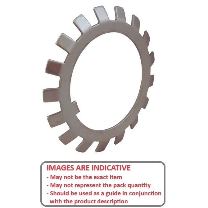 Lock Washer   15 x 28 x 11 mm  - Tabbed for nuts Spring Steel - Straight ISO 2982 - 11 Tabs - MBA  (Pack of 5)